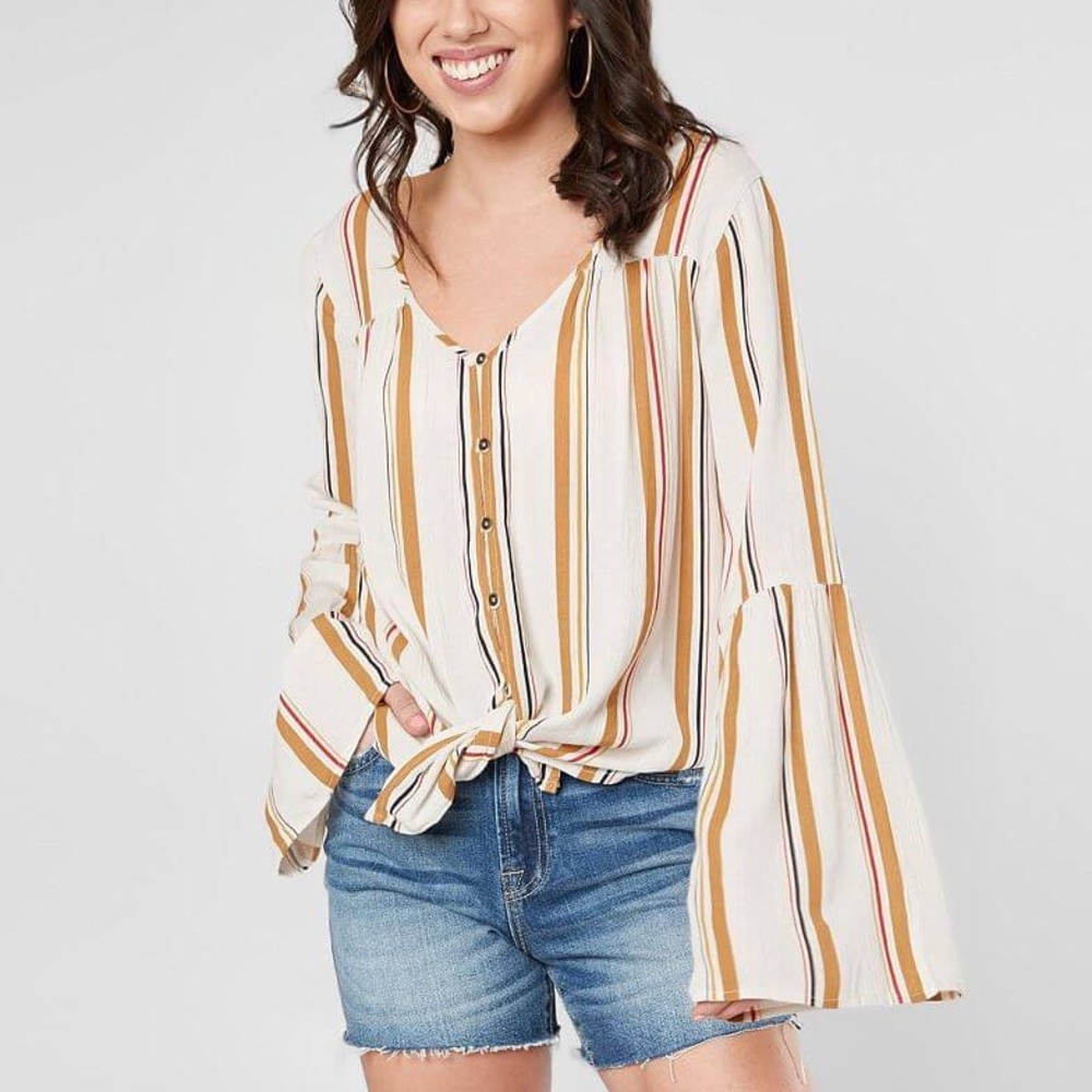 NWT Billabong Dream Away Button Stripe Top Small